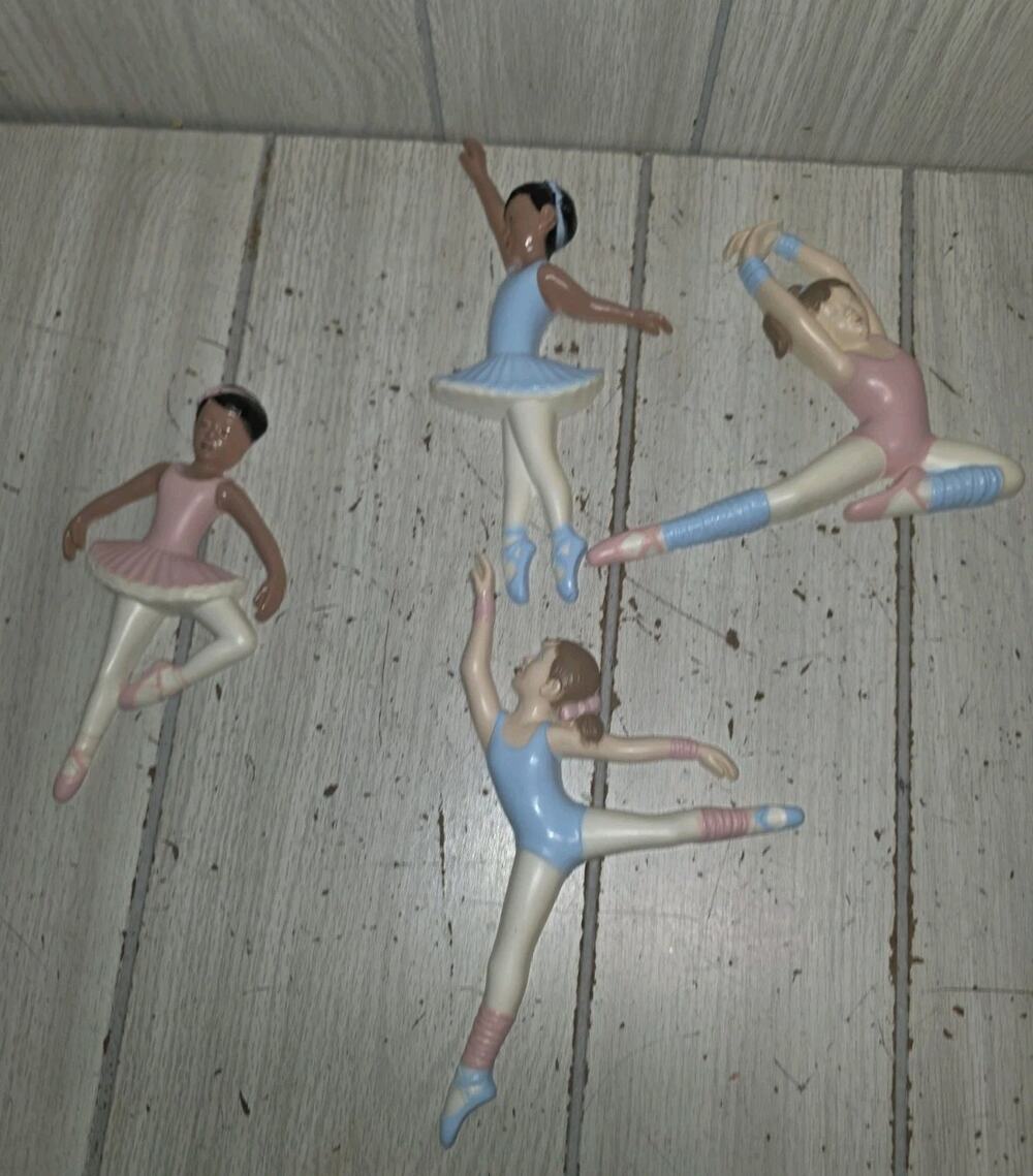 Vintage Ballerina Dancers Plastic Wall Hangings Decor Burwood Products Set of 4